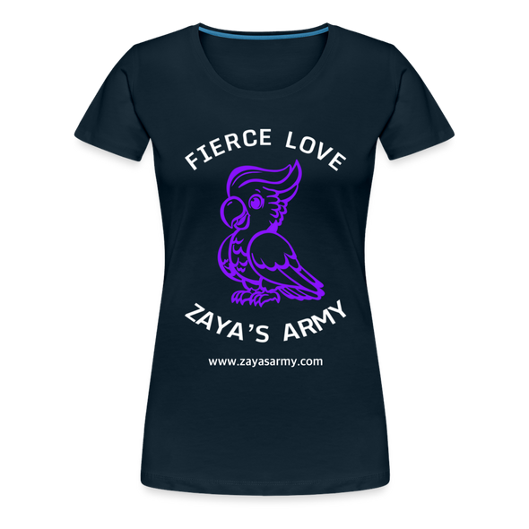 Zaya Cockatoo White Womens T-Shirt - deep navy