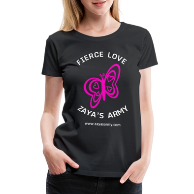 Zaya Butterfly White Womens T-Shirt - black