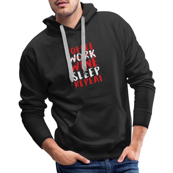 Coffee Work Wine Sleep Repeat2 - Hoodie - black