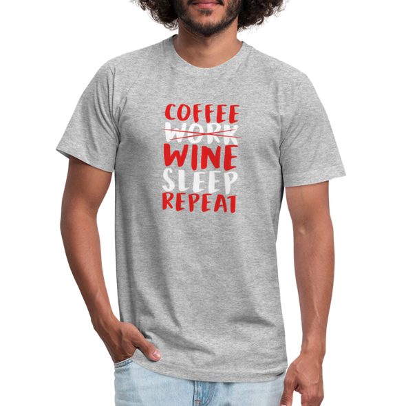 Coffee Work Wine Sleep Repeat2 - Men - heather gray